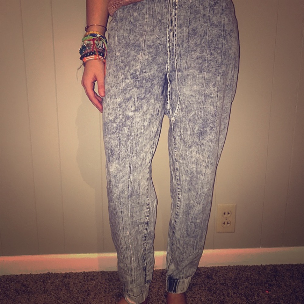 Acid Wash Denim Joggers
